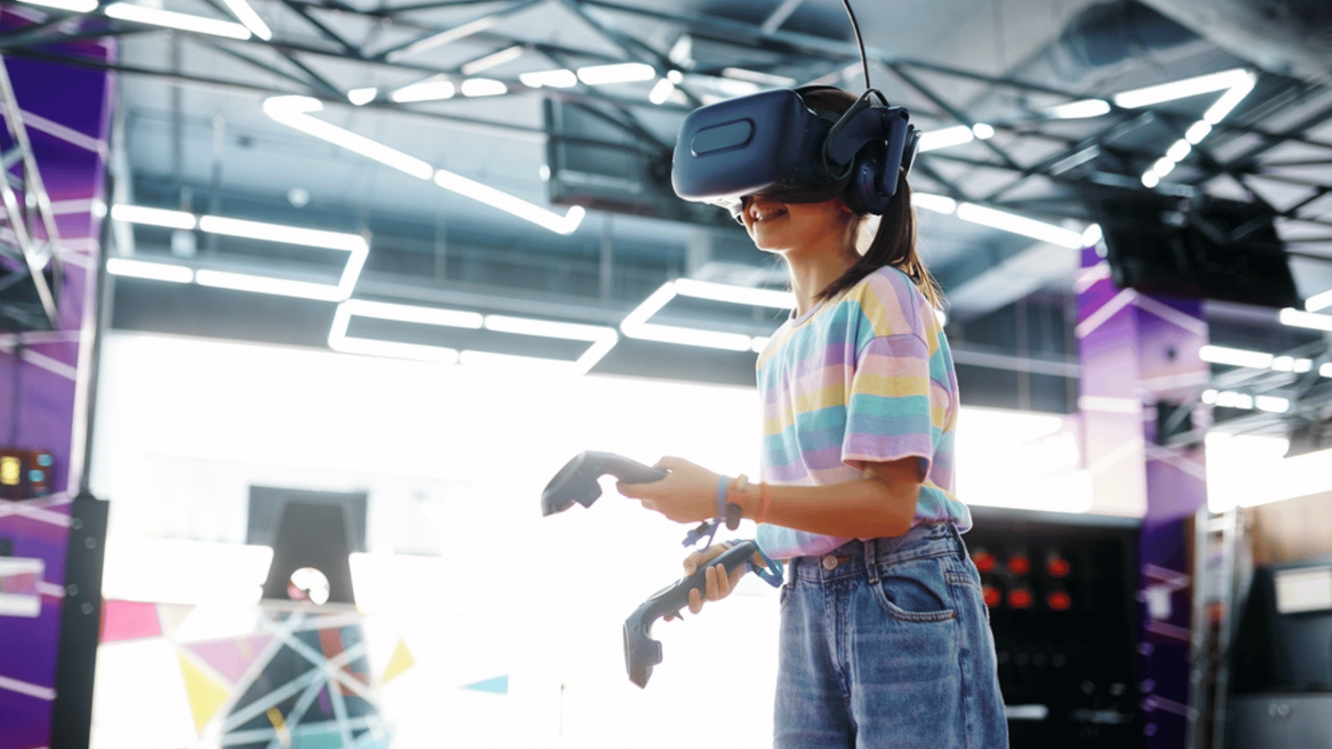 Girl Playing with VR toy Technology
