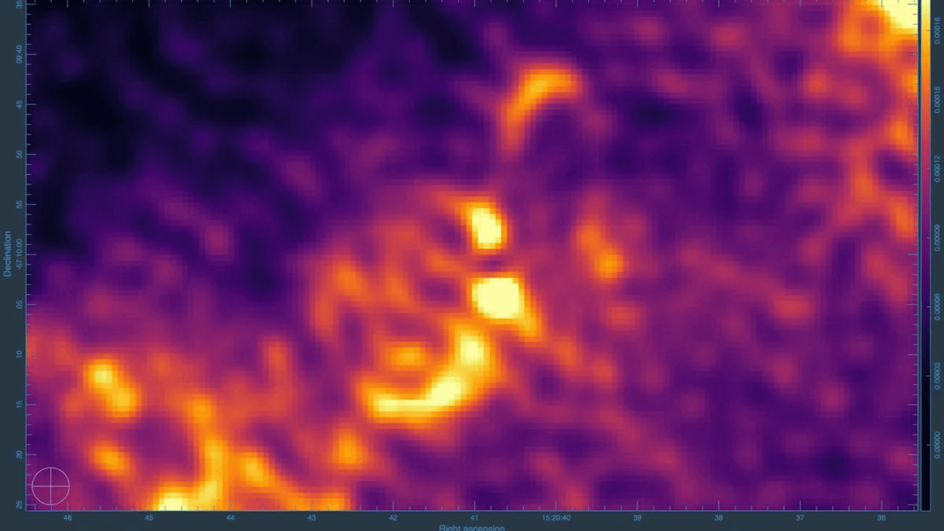 Radio image of the S-shaped precessing jet launched by the neutron star in Circinus X-1. Image Credit: Fraser Cowie