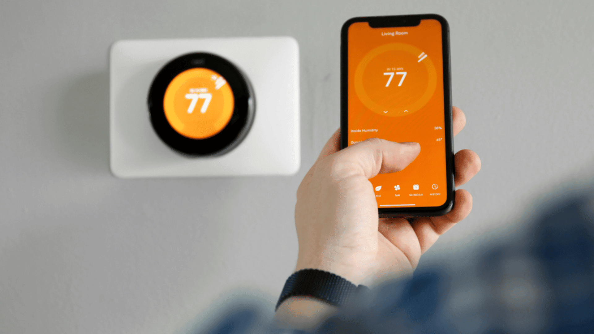 Smart thermostat changing temperature to conserve energy