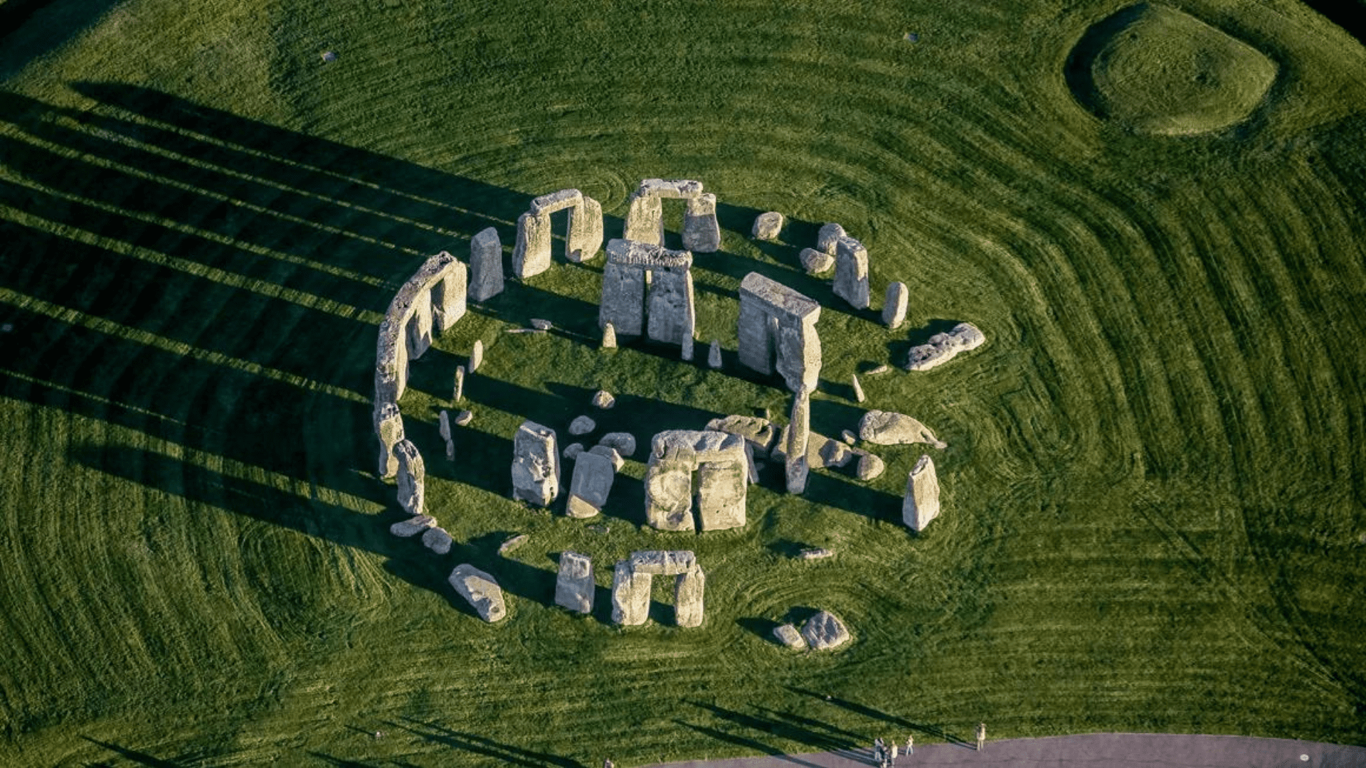 An aerial photograph showcases the neolithic monument Stonehenge, located in Wiltshire, England. David Goddard:Getty Images