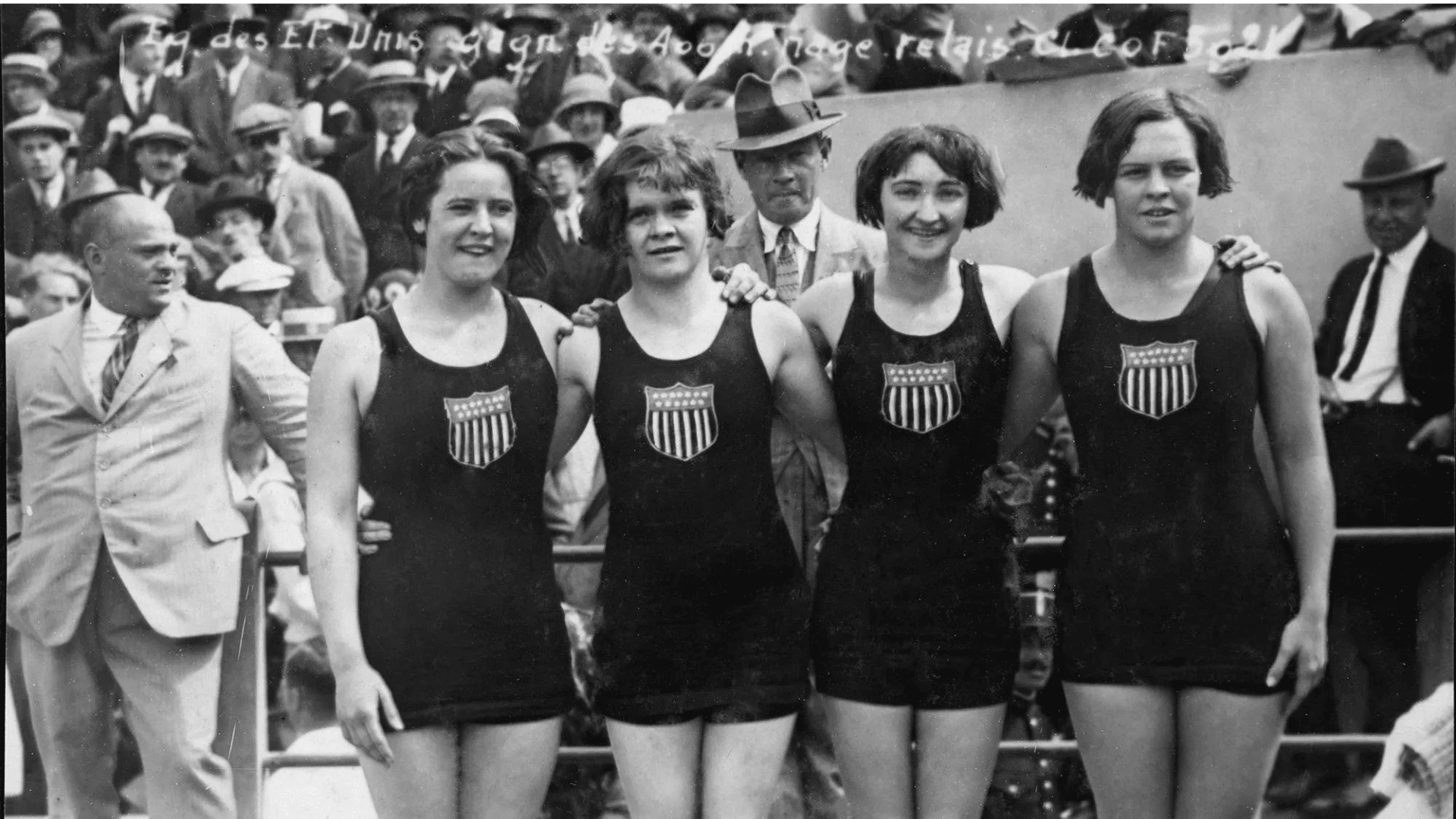 Team USA won gold in the Women’s 4 X 100m relay at the 1924 Olympics in Paris. CREDIT: Archives CNOSF:AFP via Getty Images)