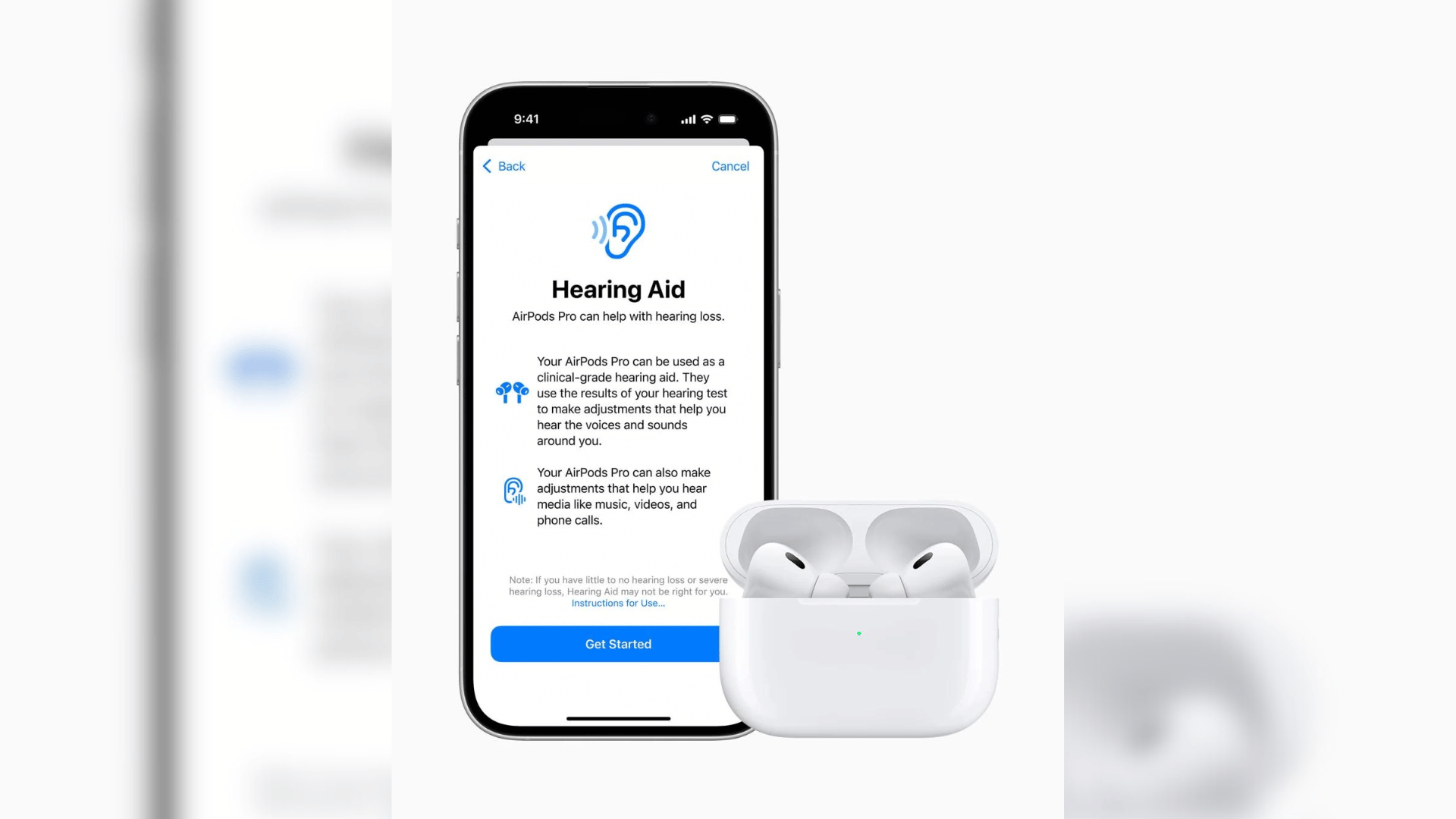 The hearing test feature screen is seen on an iPhone. Courtesy Apple