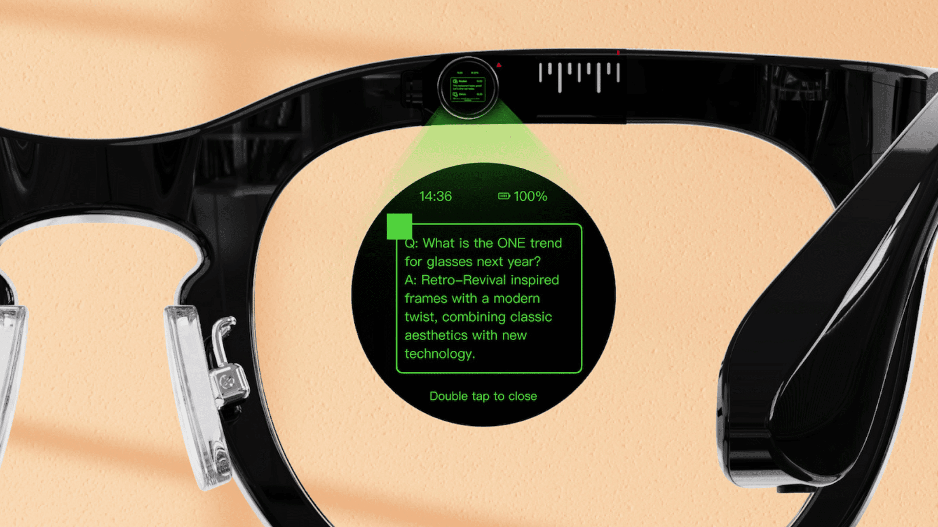 Halliday’s smart glasses beam a tiny screen to your eye; Photo: Halliday