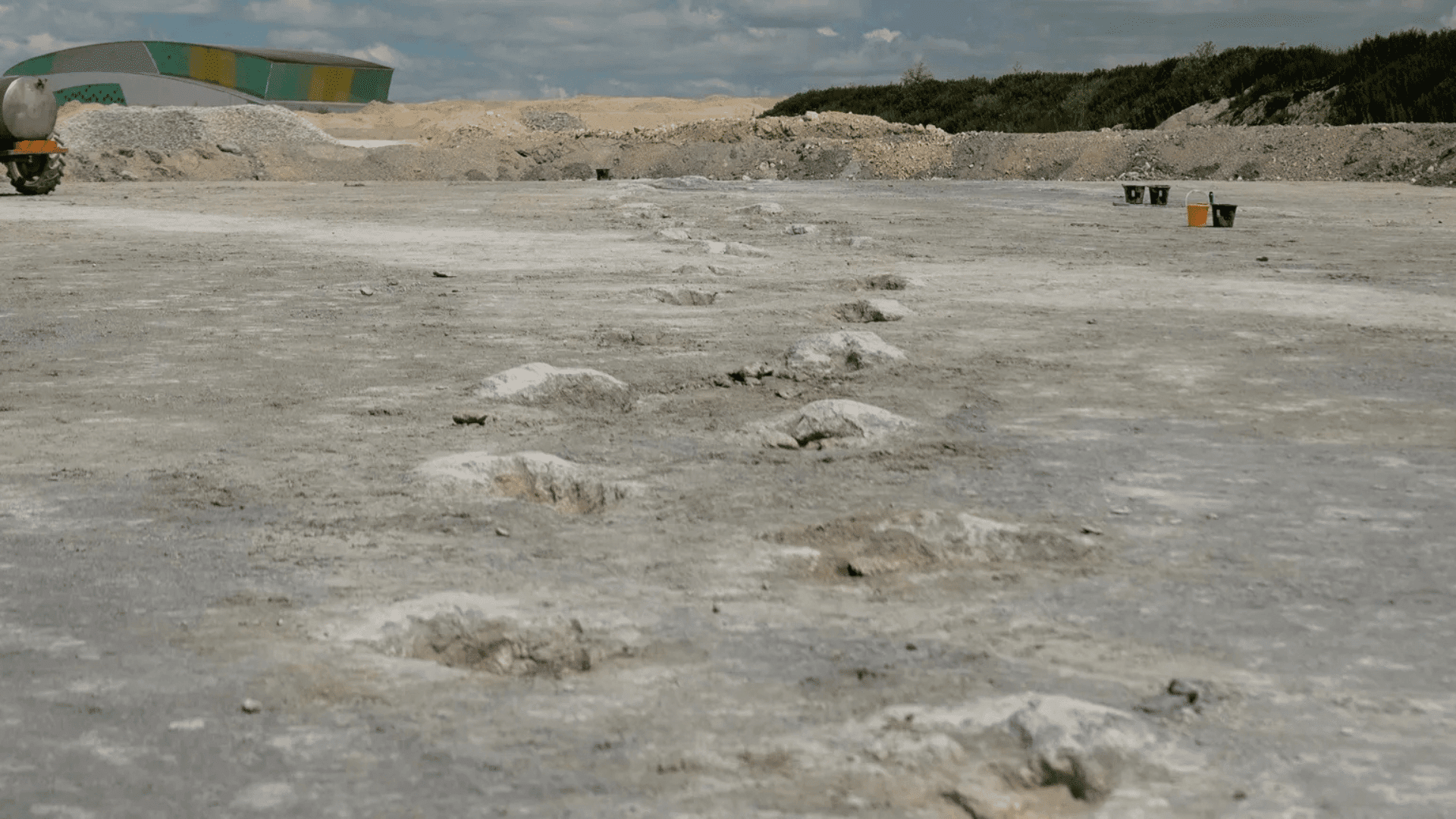 These footprints were made 166 million years ago as a dinosaur walked across a lagoon; Photo: Kevin Church:BBC