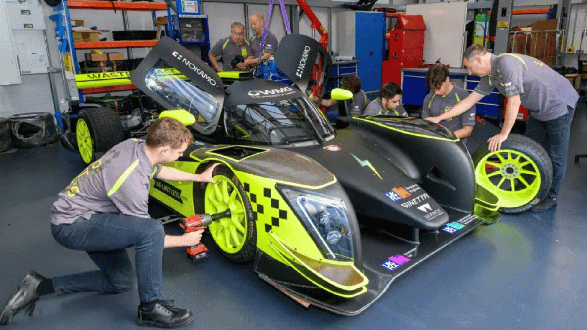 The hydrogen-powered car is partly made with sustainable materials, including recycled carbon fibre and a wing mirror from beetroot waste; Photo: Warwick Manufacturing Group