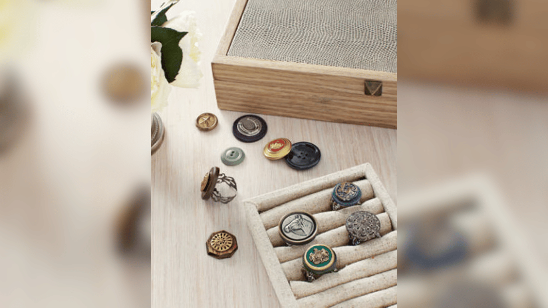 Vintage Button Rings; Photo: ALISON GOOTEE:STUDIO D